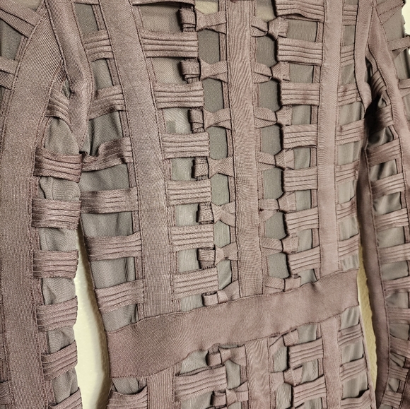 House Of CB Lola Dress In Charcoal Bandage Long-Sleeve Mini NWT Size Sma… - Picture 4 of 7